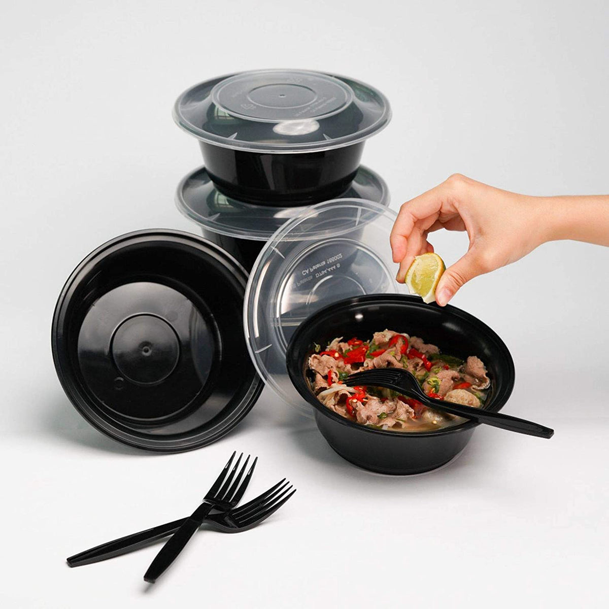 Round Meal Prep Containers with Lids, 10-Pack