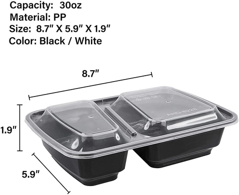 Reli. Meal Prep Containers, 30 oz. (50 Pack) - Black 2 Compartment Foo –  SHANULKA Home Decor